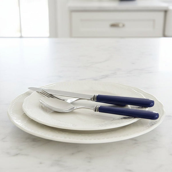 French Bistro Style 24 Piece Cutlery Set With Green or Navy Blue Handles - Distinctly Living