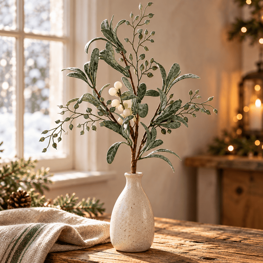 Frosted White Berry Sprig – 30cm - Distinctly Living