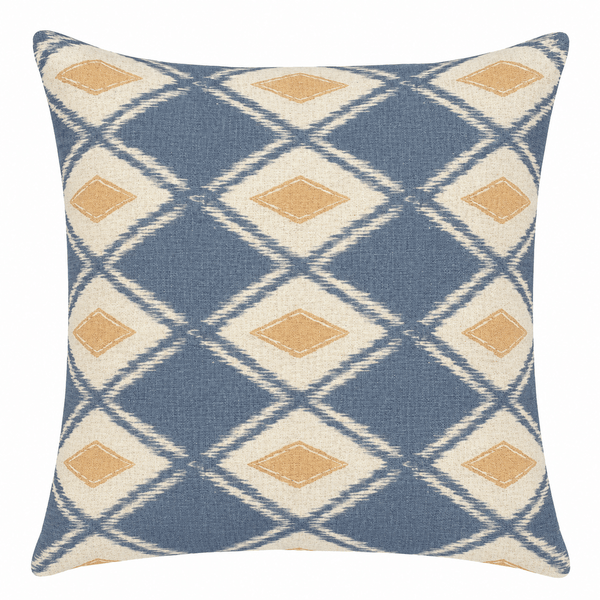 Geometric Blue Ikat Cushion - Distinctly Living