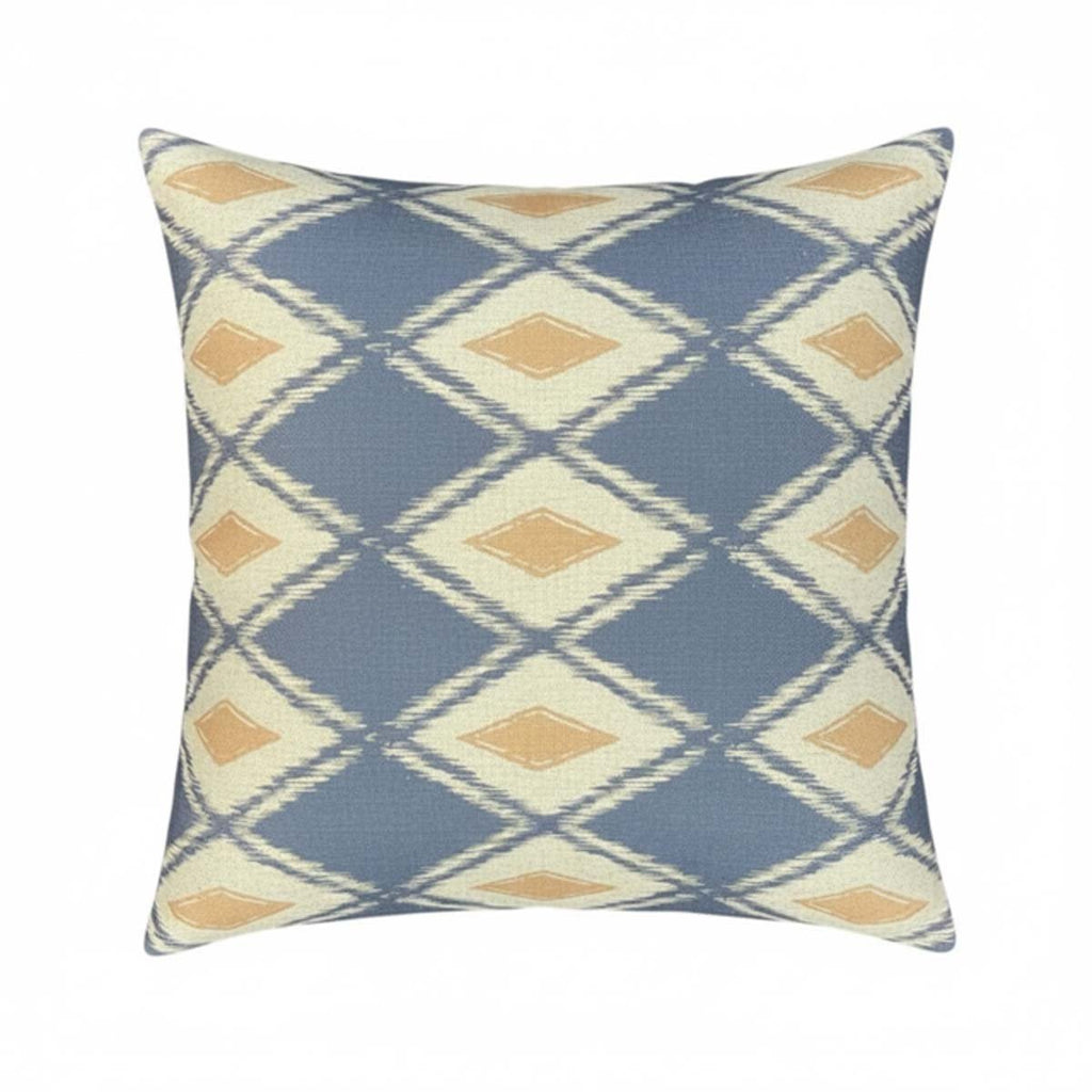 Geometric Blue Ikat Cushion - Distinctly Living