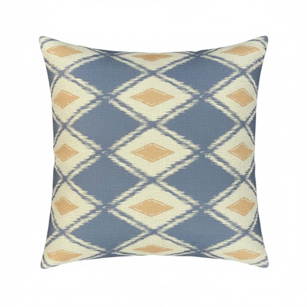 Geometric Blue Ikat Cushion - Distinctly Living