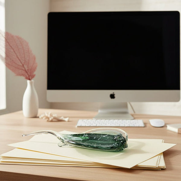Glass Green Sting Ray Paperweight - Distinctly Living
