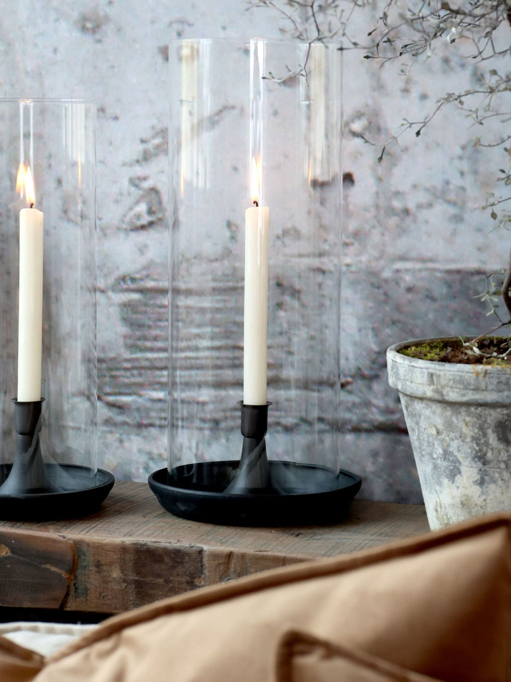 Glass Hurricane With Candle Holder - Distinctly Living