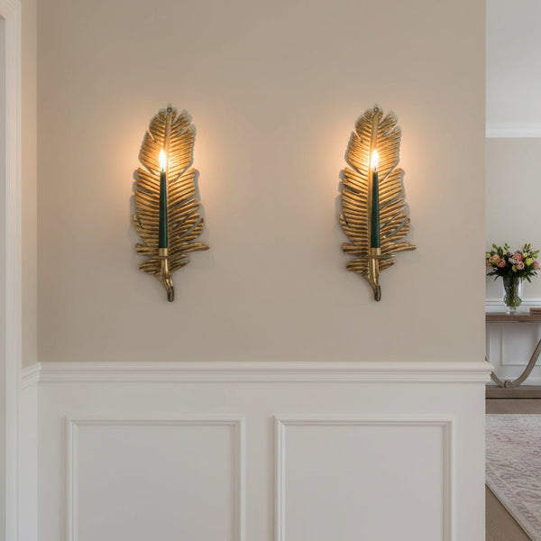 Gold Feather Wall Sconce - Distinctly Living