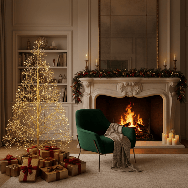 Gold LED Illuminated Christmas Tree - 1500 LEDS - Distinctly Living