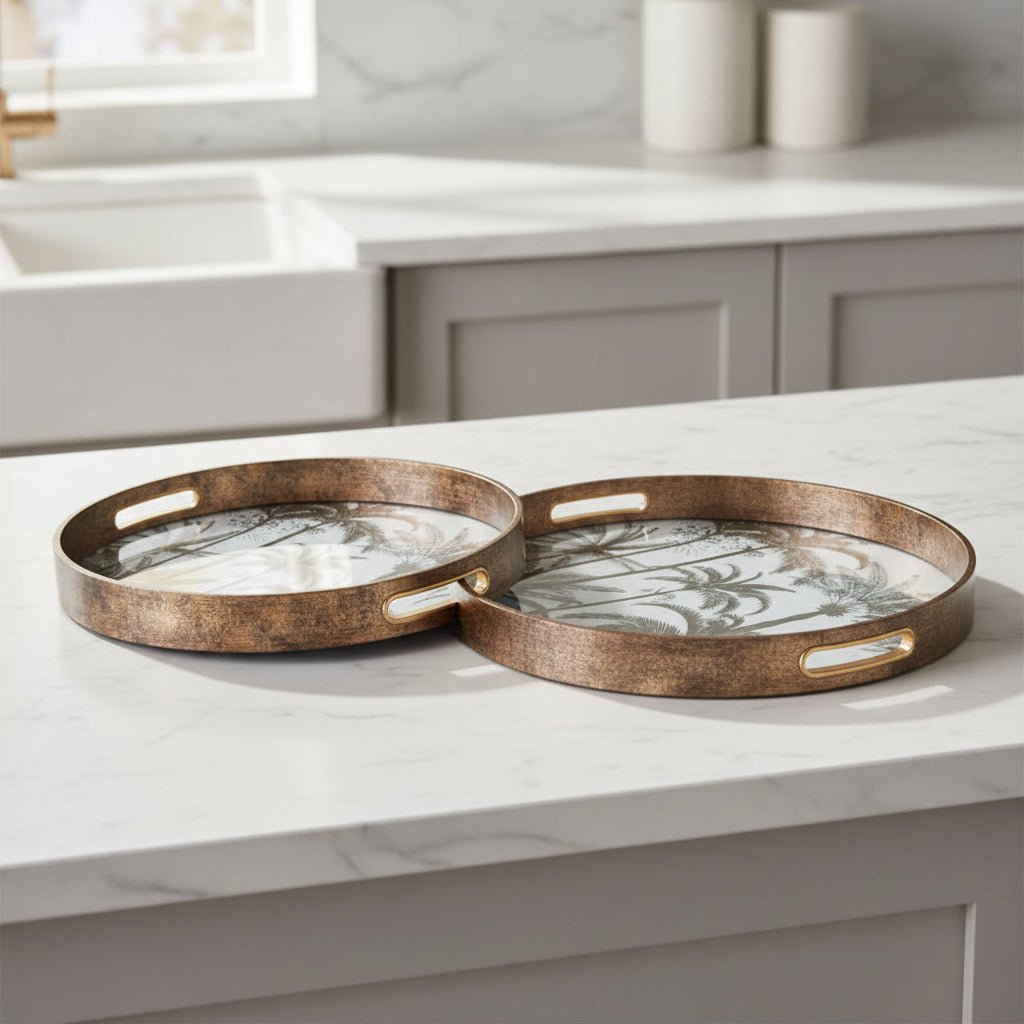 Gold Palm Tree Serving Tray - Medium or Large - Distinctly Living