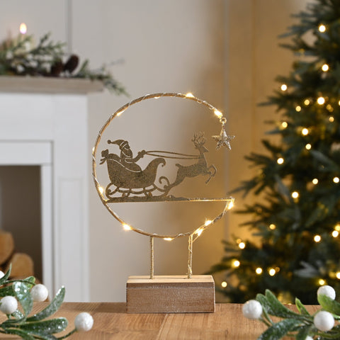 Gold Santa Sleigh LED Decoration - Distinctly Living