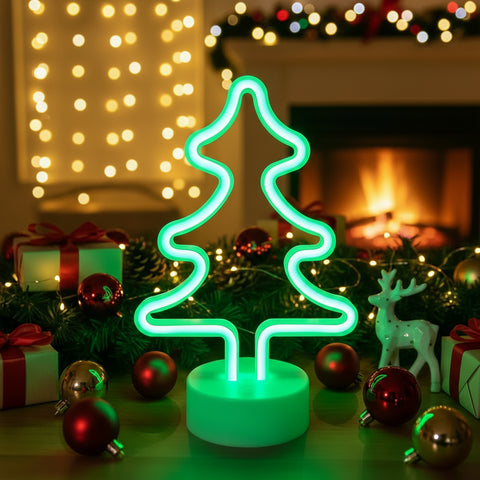 Green Neon Xmas Tree - Battery - Distinctly Living