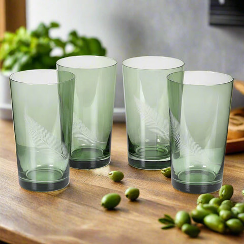 Green Palm Water Glasses - Set of 4 - Distinctly Living