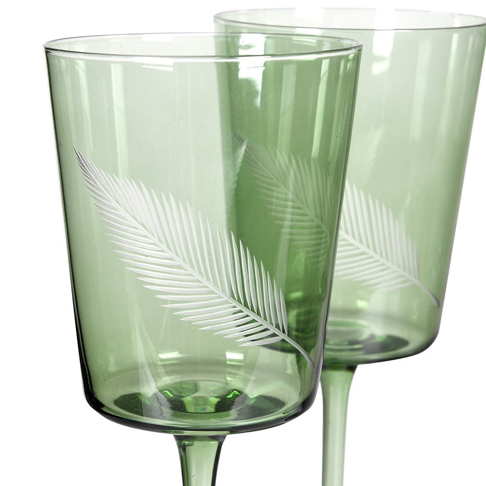 Green Palm Wine Glasses - Set of 4 - Distinctly Living