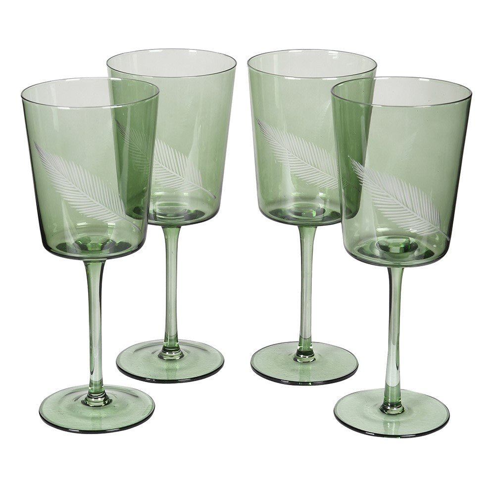 Green Palm Wine Glasses - Set of 4 - Distinctly Living