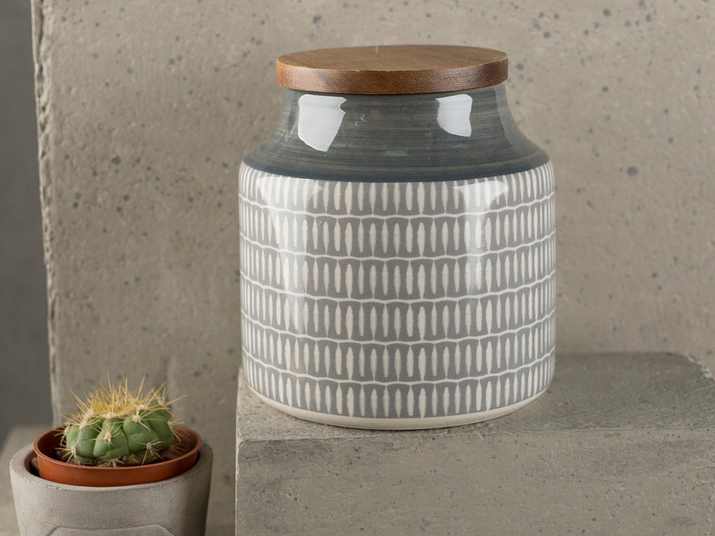 Grey Geometric Storage Jar - Distinctly Living