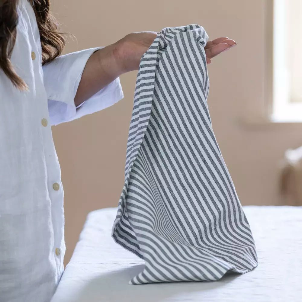 Grey Ticking Stripe Napkins - Set of 4 - Distinctly Living