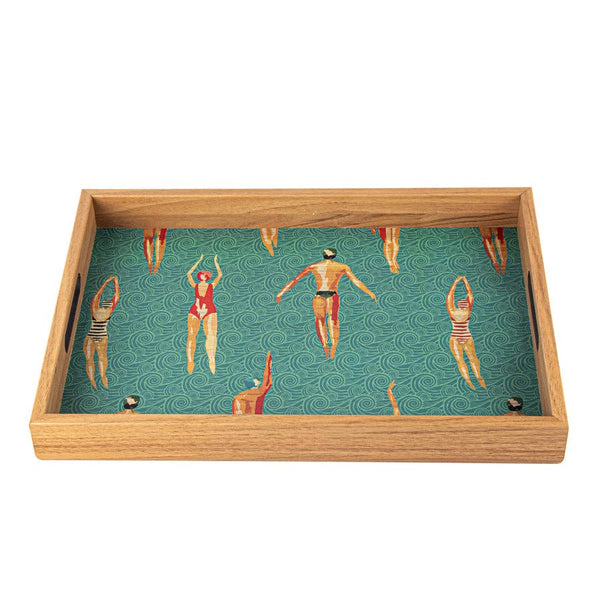 Handcrafted Wooden Tray - Art Deco Swimmers - Distinctly Living