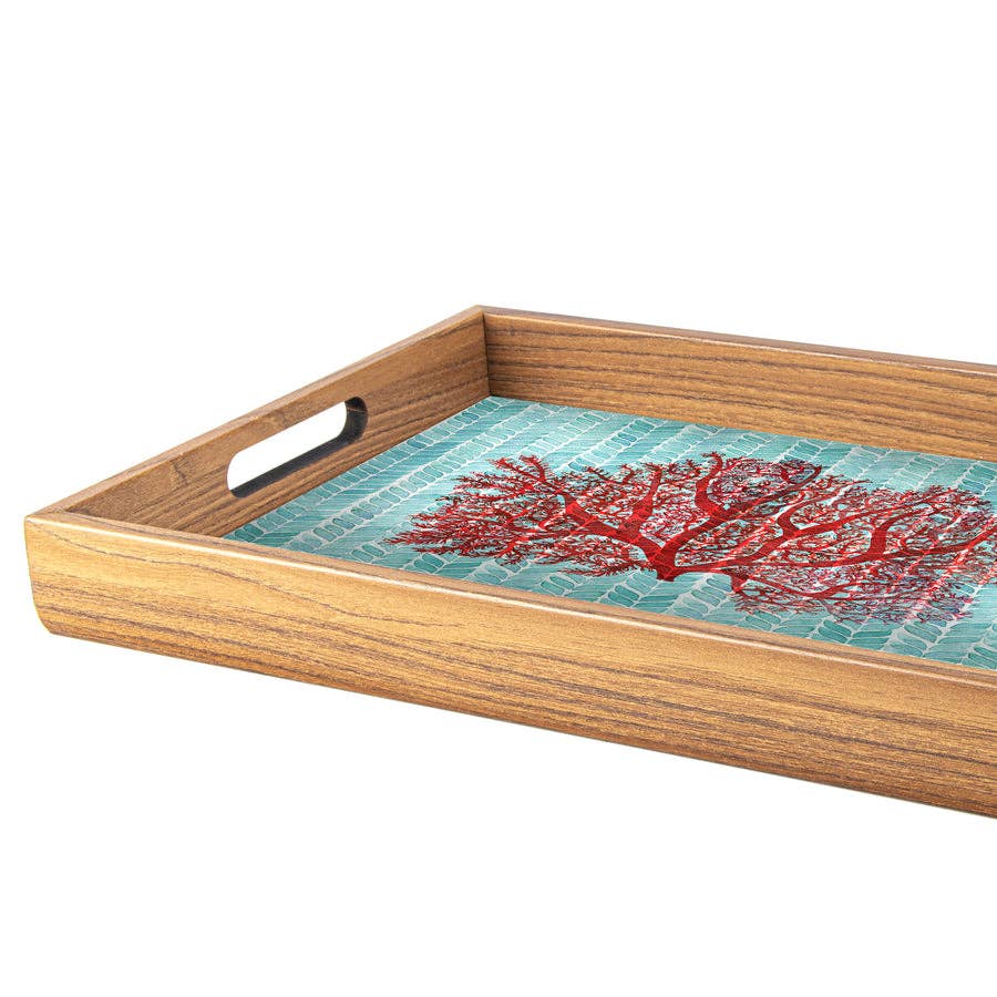 Handcrafted Wooden Tray - Coral - Distinctly Living