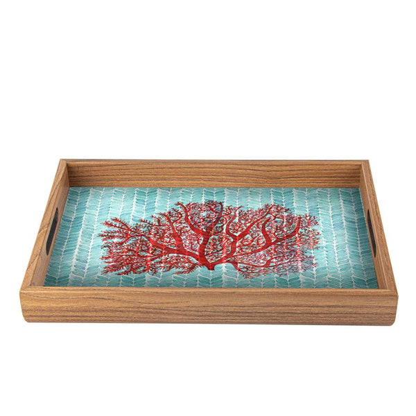 Handcrafted Wooden Tray - Coral - Distinctly Living