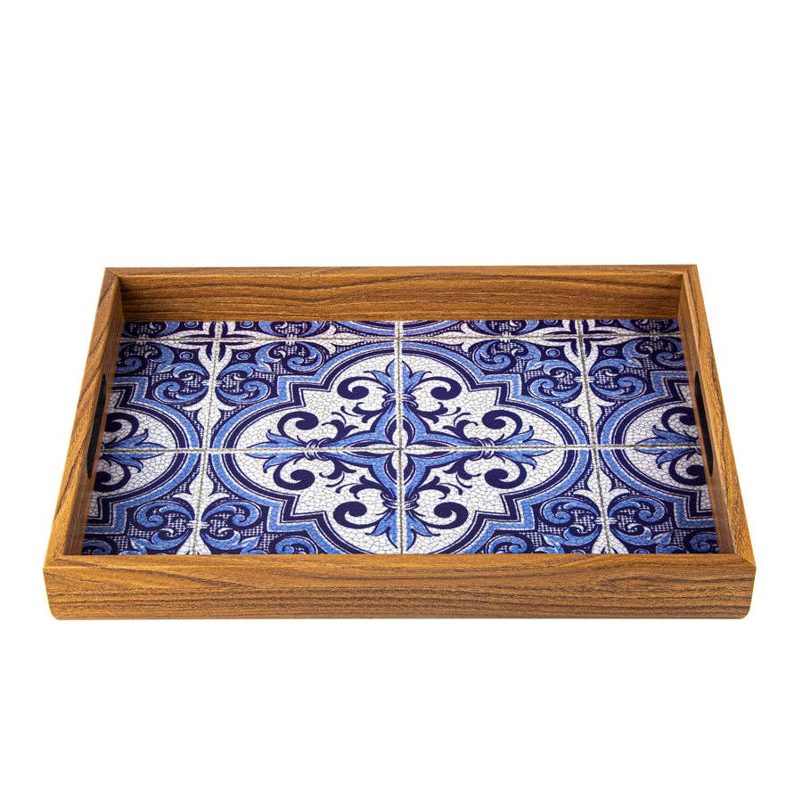 Handcrafted Wooden Tray - Tiles - Distinctly Living