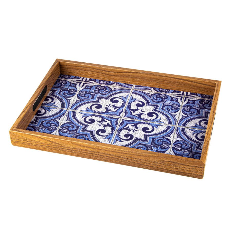 Handcrafted Wooden Tray - Tiles - Distinctly Living