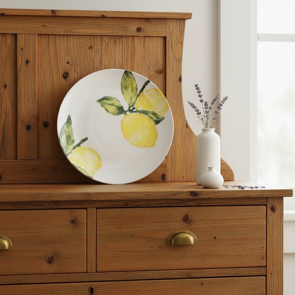 Handmade Lemons Round Platter - Distinctly Living