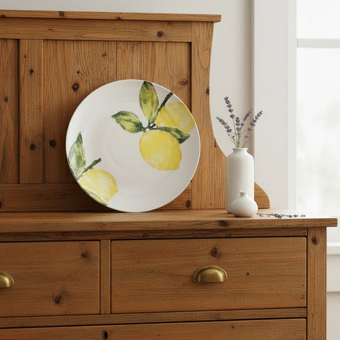 Handmade Lemons Round Platter - Distinctly Living