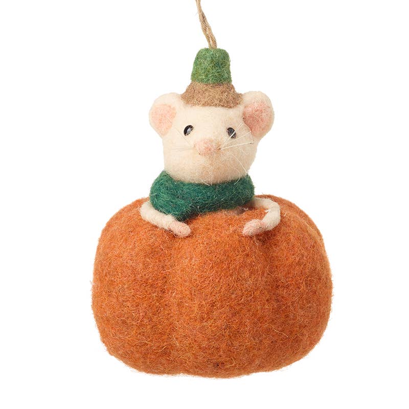 Hanging Felt Mouse in Pumpkin - Distinctly Living