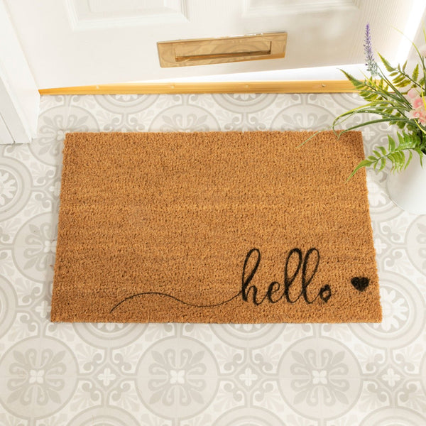 Hello Scribble Heart Doormat - Distinctly Living