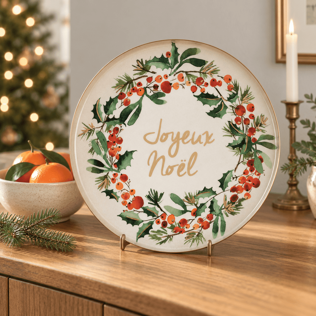 Holly Garland Joyeux Noël Serving Tray - Distinctly Living