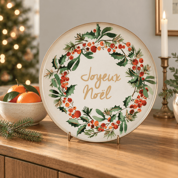 Holly Garland Joyeux Noël Serving Tray - Distinctly Living