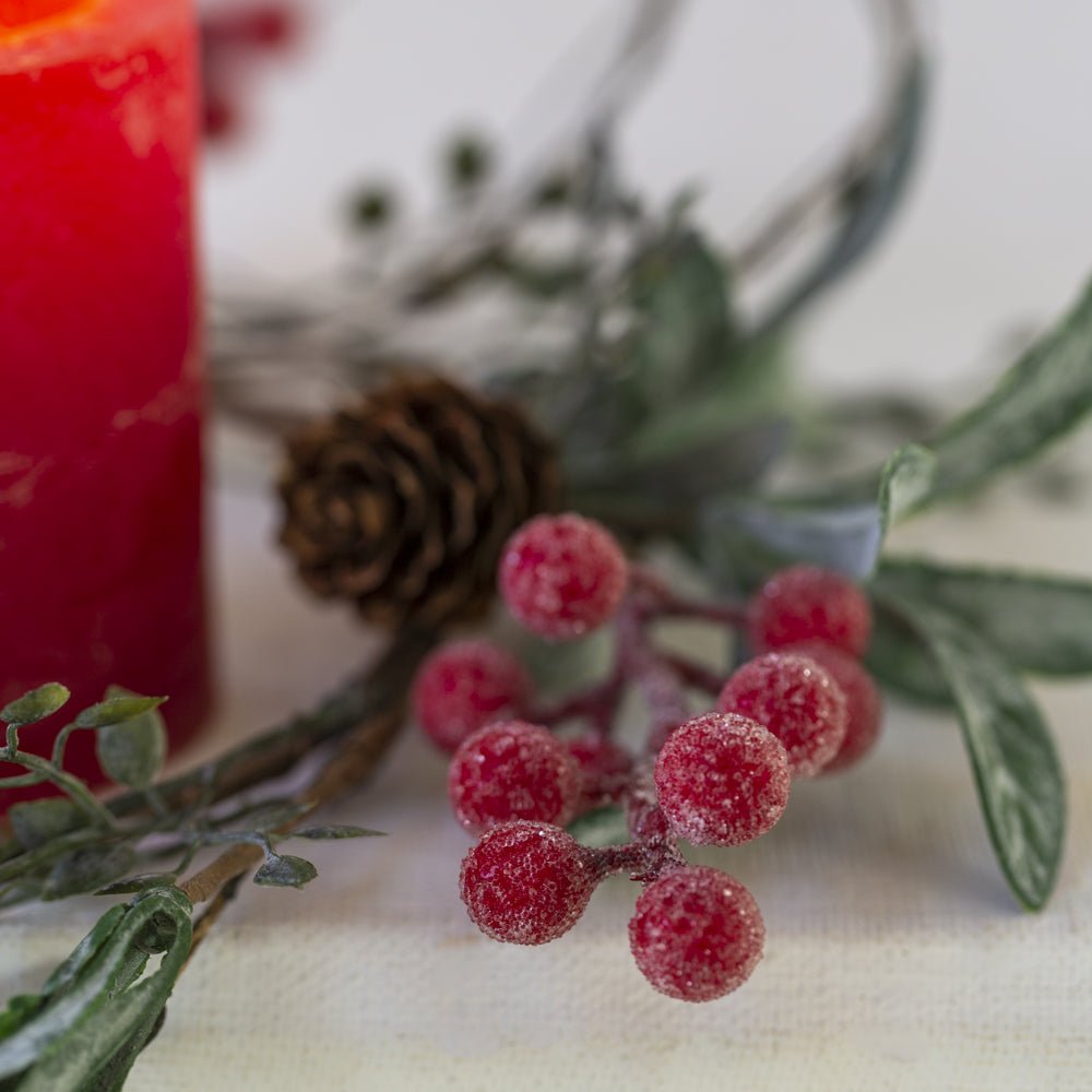 Iced Red Berry Candle Ring - Distinctly Living