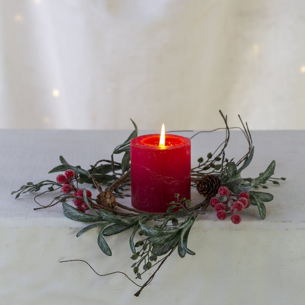 Iced Red Berry Candle Ring - Distinctly Living