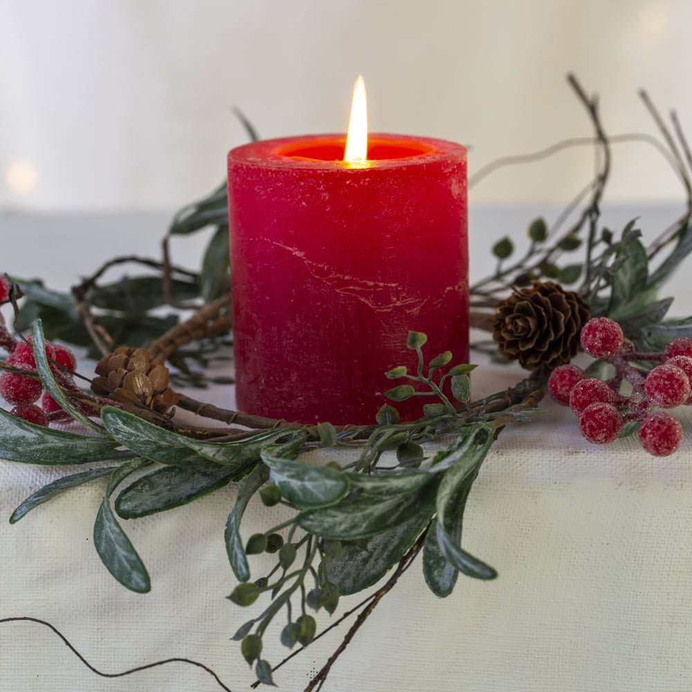 Iced Red Berry Candle Ring - Distinctly Living