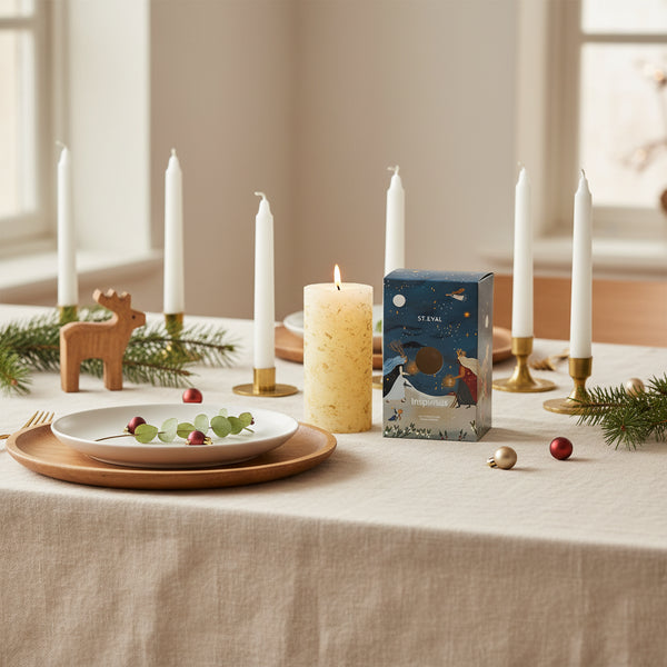 Inspiritus, Scented Gold Marbled Pillar Candle - Distinctly Living