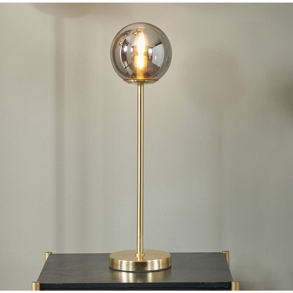 Jesi Smoked Glass Orb and Gold Metal - Table Lamp - Distinctly Living