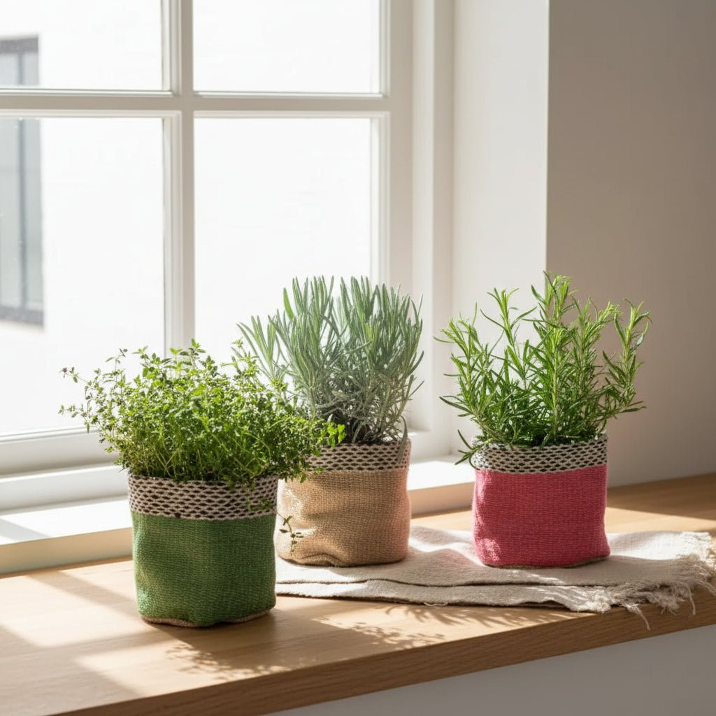 Jute Lined Planter - Green or Pink - Distinctly Living