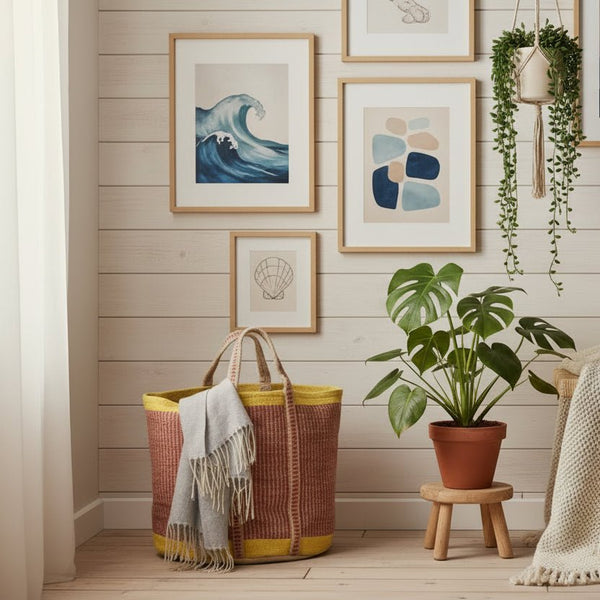 Jute Storage Bag Ochre and Yellow - Distinctly Living