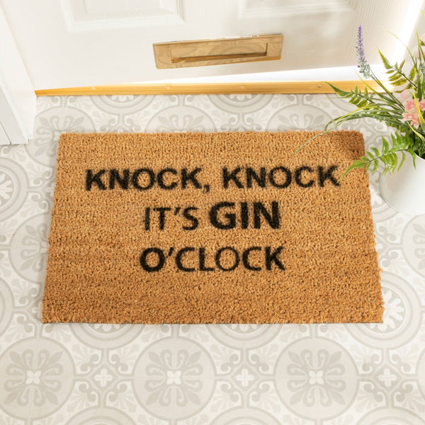 Knock Knock It's Gin O'Clock Doormat - Distinctly Living