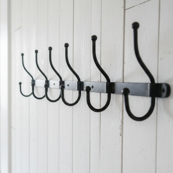 Large 5 Hook Aluminium Coat Rack - Galvanised Grey - Distinctly Living