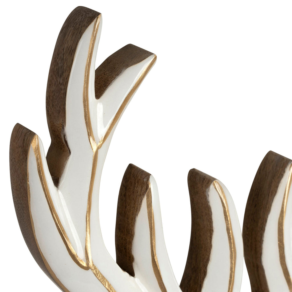 Large White and Gold Wooden Reindeer Head - Distinctly Living