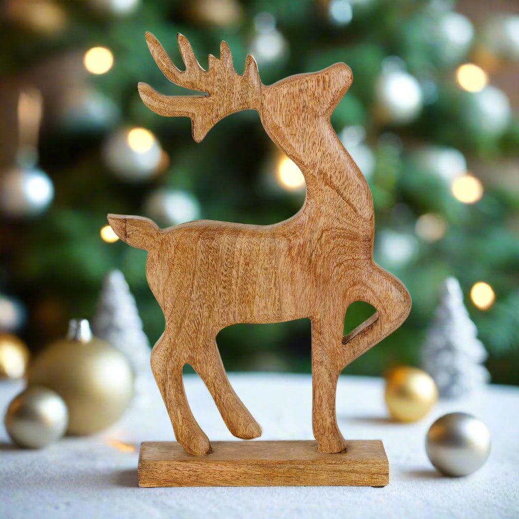 Large Wooden Reindeer Decoration - Distinctly Living