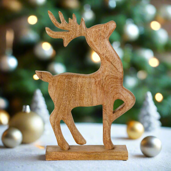 Large Wooden Reindeer Decoration - Distinctly Living