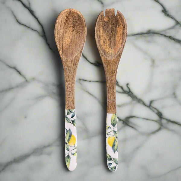 Lemon Set of 2 Wooden Serving Spoons - Distinctly Living