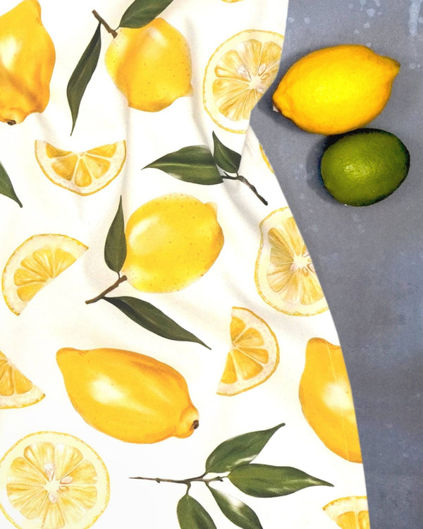 Lemon Tea Towel - British - Cotton – Yellow Kitchen Towel - Distinctly Living