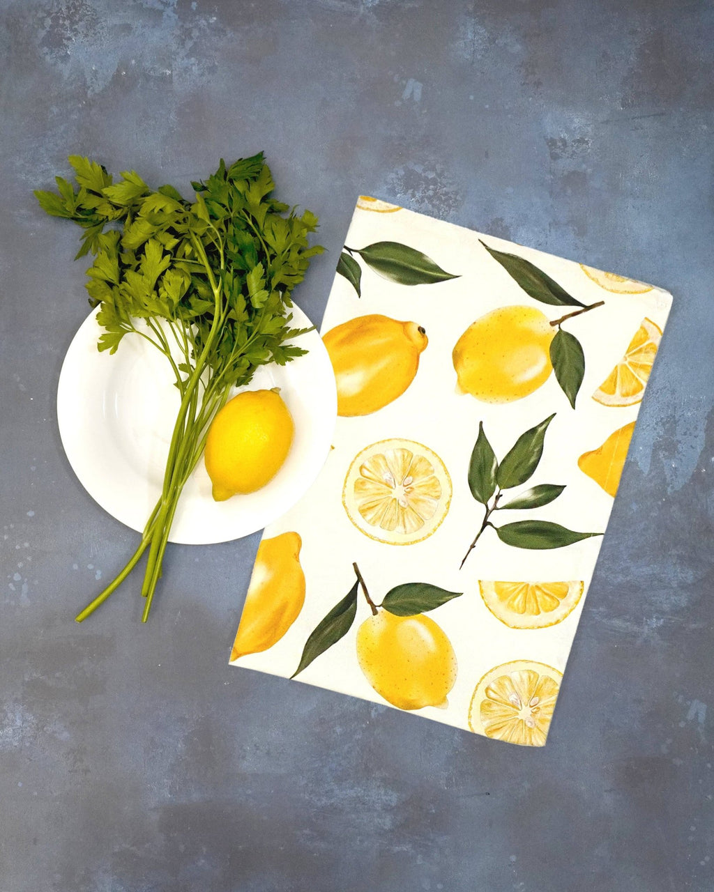 Lemon Tea Towel - British - Cotton – Yellow Kitchen Towel - Distinctly Living