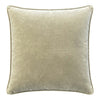 Liora sage velvet cushion showing the plain front and stitched edge