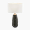 Lodi Grey Textured Ceramic & Brushed Silver - Tall Table Lamp - Distinctly Living