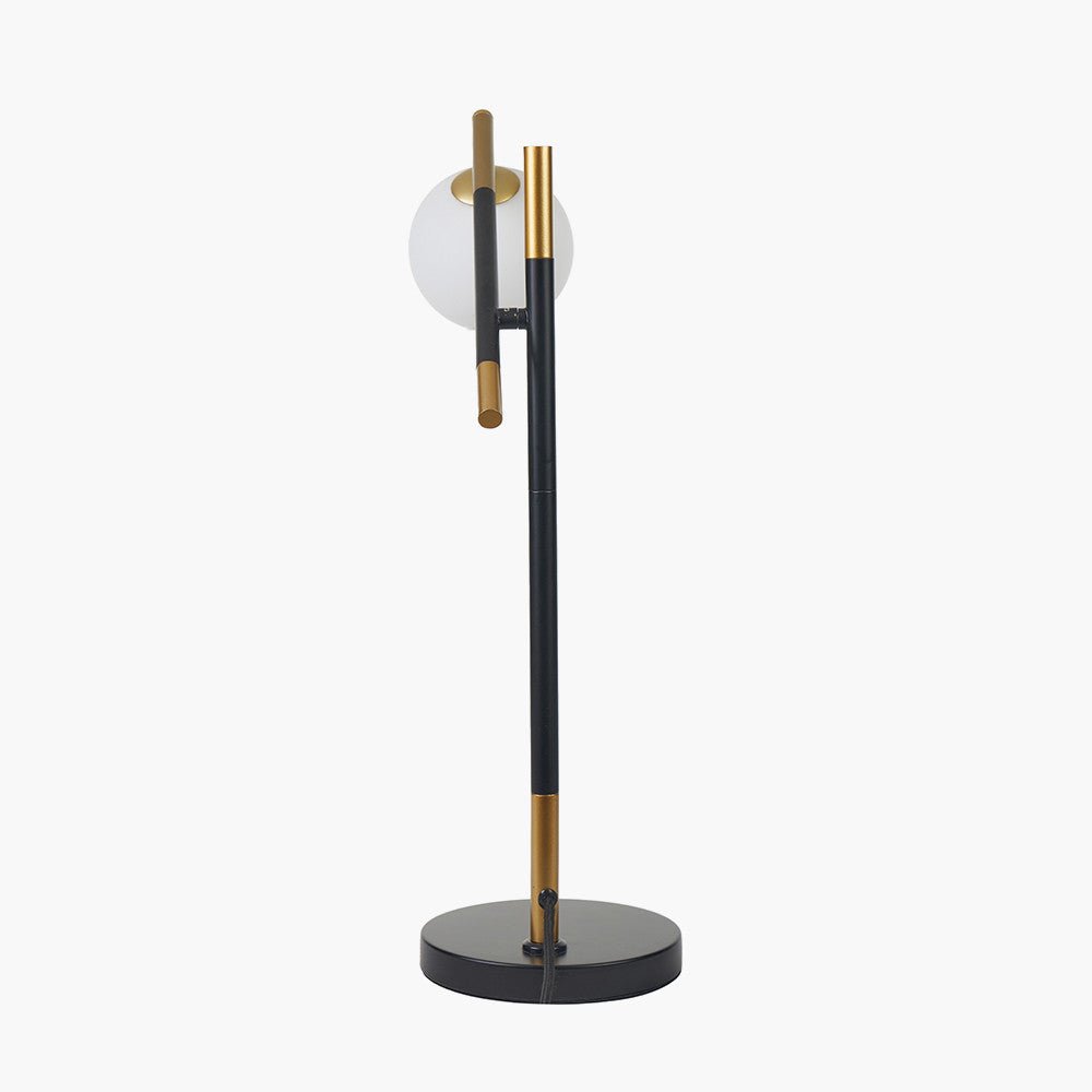 Loreto White Orb and Black Metal - Table Lamp - Distinctly Living