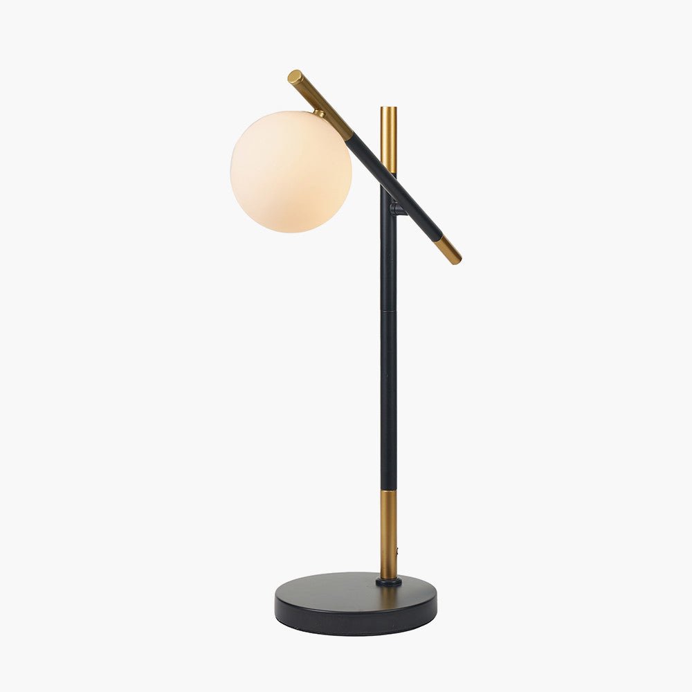 Loreto White Orb and Black Metal - Table Lamp - Distinctly Living