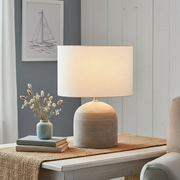Ludlow Grey Wash Lamp and White Shade - Distinctly Living