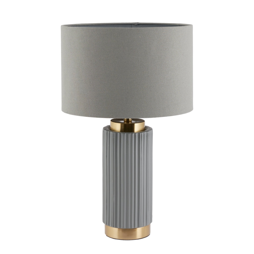 Mantua Grey Textured Ceramic and Gold Metal - Table Lamp - Distinctly Living
