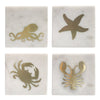 Marble Coasters with Brass Sea Life - Set of 4 - Distinctly Living